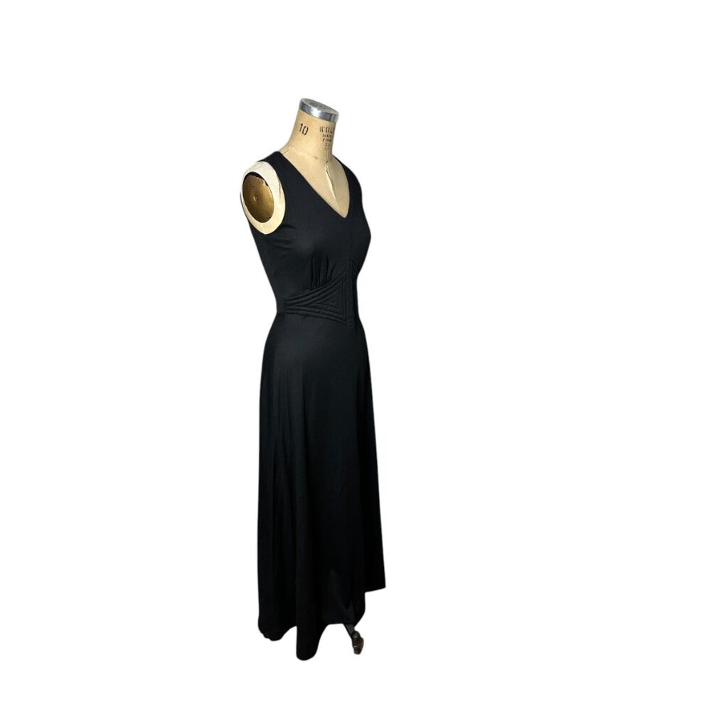 1960s 70s mod maxi dress with geo panel waist Size S/M - Picture 5 of 8